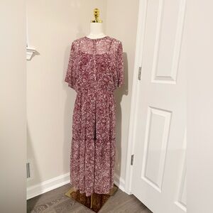 Who What Wear Burgundy Floral Maxi Dress